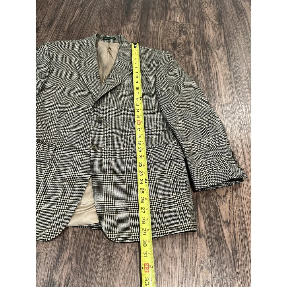 Lauren Ralph Lauren 100% Lambswool Blazer Men Size 40S Plaid Two Button